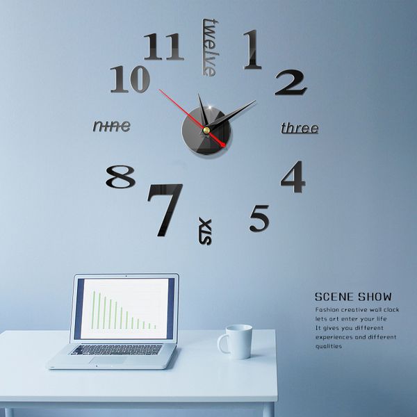 

3d wall clock modern design wall stickers acrylic clocks stickers living room accessories decorative house clock home decor