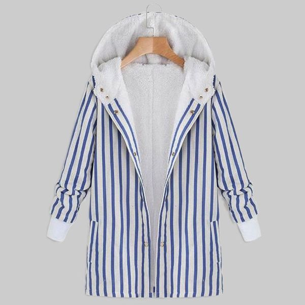 

kurtki damskie zimowe women's autumn and winter striped printing long-sleeved clothes sweater coat women's winter jacket, Tan;black