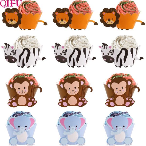 

24pcs zebra animal cupcake wrappers cup cake paper jungle theme birthday party decor kids cake decorating supplies baby shower