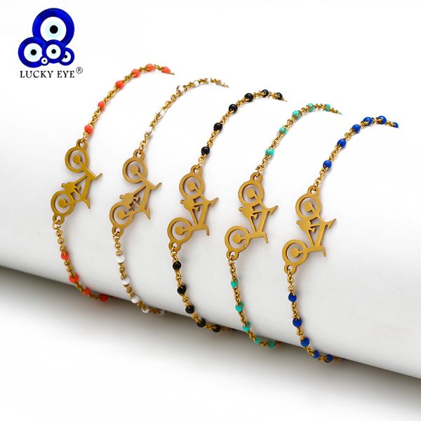 

лаки глаз красочные шариков велосипеда браслет цвета золота цепи регулируемый браслет подарки для женщин девушки мужчины jewelry ey6634, Golden;silver