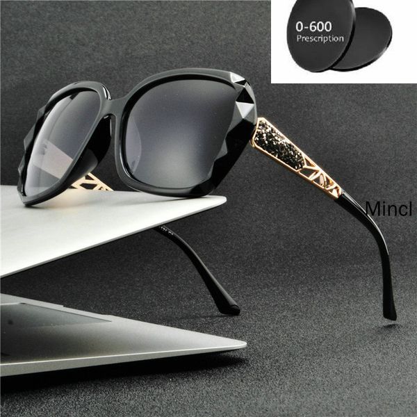 

mincl fashion diamond frame women polarized sun glasses ladies diopter custom made myopia minus prescription lens -1 to -6 fml, White;black