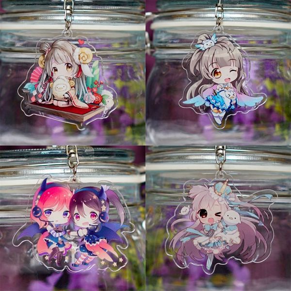 

1pcs two-sided printed anime love live acrylic pendant cosplay accessories keychain decor gifts cartoon keyring collectible, Silver