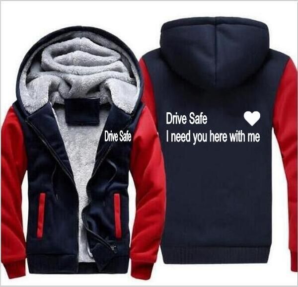 

fashion drive safe i need you here with me hoodie couple keychain hoodie / husband gift / boyfriend gift thick zipper jacket, Black