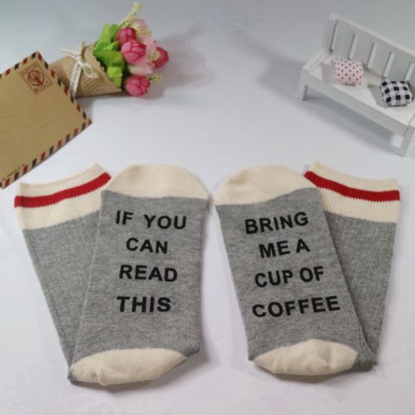 

2019 new socks words printed if you can read this bring me a glass of wine soft cotton fashion women men novelty sock, Black;white