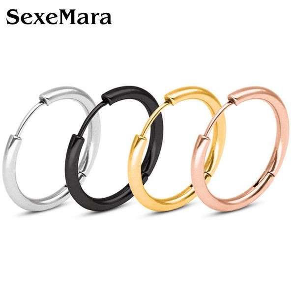 

sexemara stainless steel women earrings gold and silver punk rock simple style gd round earrings men fashion jewelry, Golden;silver