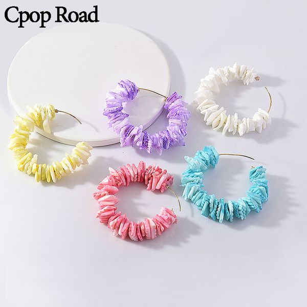 

cpop nature shell c hoop earrings colorful geometric shell beading fashion earring for women jewelry accessories drop shipping, Golden;silver