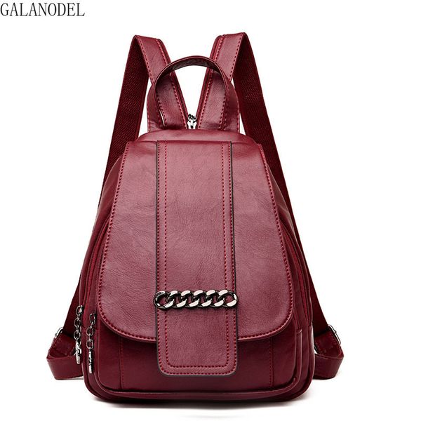 

2019 new soft leather backpack female sac a dos femme multifonction backpack women school shoulder bag bagpack mochila