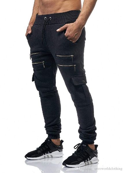 

сплошные цвета мужские брюки straight drawstring дизайнер брюки карандаш талии mid мужской одежды, Black
