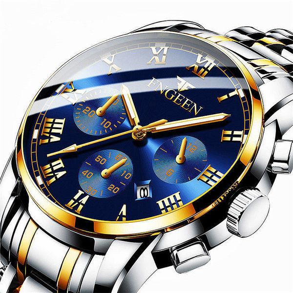 

fngeen luxury brand men watch back light hands business fashion casual men quartz watches waterproof clock montre homme, Slivery;brown