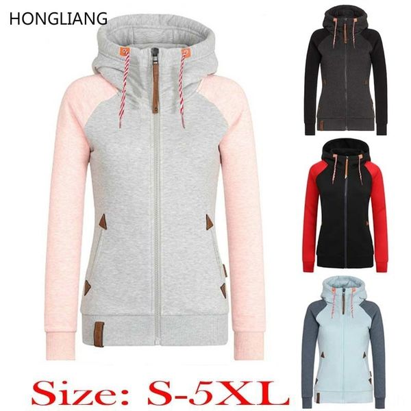 

autumn 2019 personalized leather brand contrast color long sleeve casual hooded sweater female s-5xl autumn 2019 personalized leather brand, Black