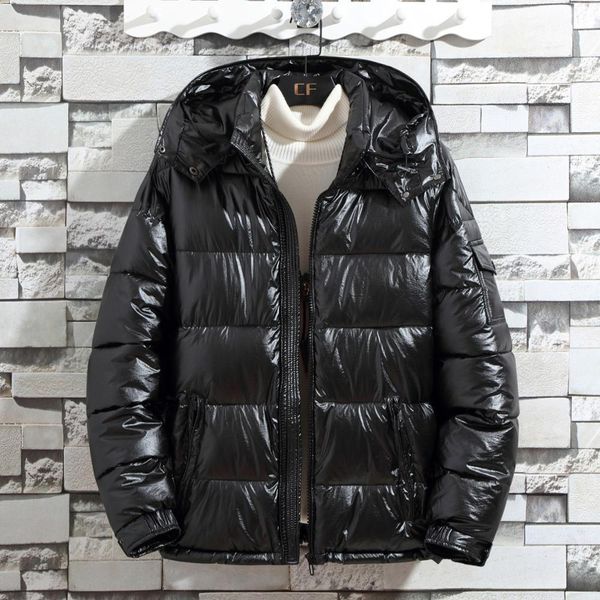 

winter bright light cotton suit male korean self-cultivation hooded jacket casual cotton jacket men warm black parka