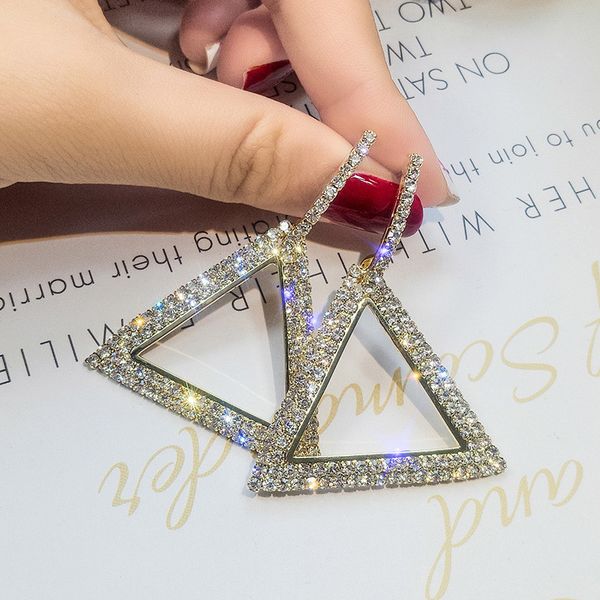 

new fashion 925 silver diamond zircon earring for women gifts wedding party jewelry triangle dangle drop earrings hh