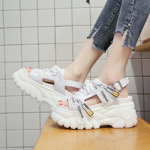 

2019 thick bottom muffin sandals leisure time increase all-match shoes non-slip women's shoes, Black