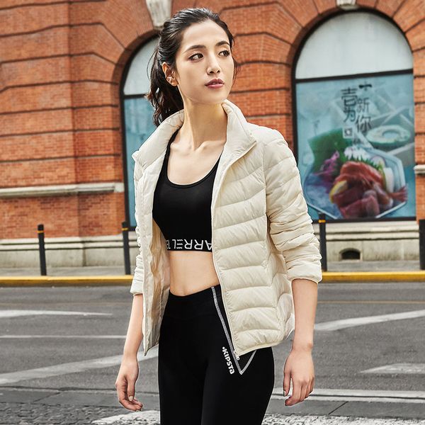 

new arrival 2019 autumn winter stand collar thin down jacket women slim short down coat outerwear, Black