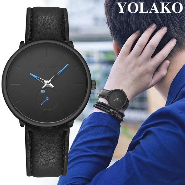 

yolako men's wrist watches belt simple leather fashion casual quartz watch relogio masculino reloj hombre, Slivery;brown