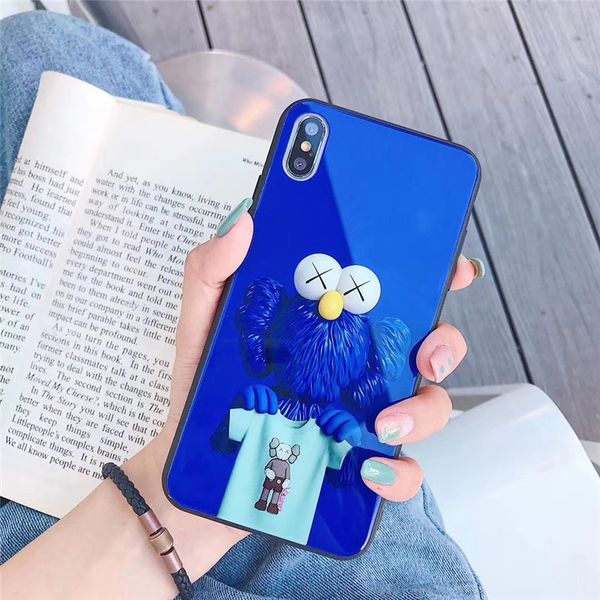 

one piece glass phone case fashion for iphone xs max xr 7 8 plus 6 6s doll designer phone back cover for gifts