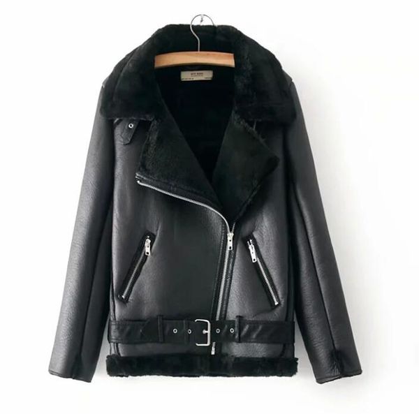 

2020 women designer coat winter motorcycle velvet brand jacket female short lapels fur thick korean version plus jackets parkas size s, Black;brown