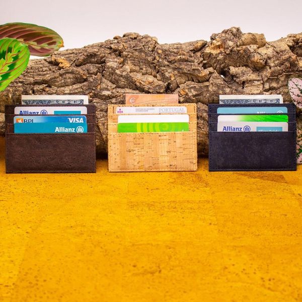 

натуральная пробка тонкий мужской кошелек для карт сумка-404, Black