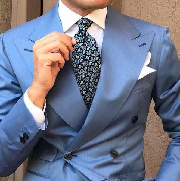 

setwelldrees new designs blue man suits man attire groom tuxedo man outfit party prom 2 piece set male costume(jacket+pants), Black;gray