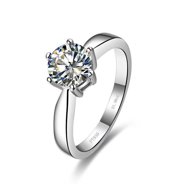 

1 carat solid gold 750 brand solitaire rife certified moissanite anniversary ring semi-precious stone ring for girl t191101, Slivery;golden