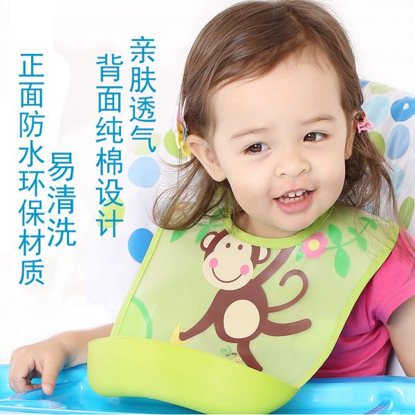 

new style detachable stereo waterproof apron for children to eat cute baby infant bib slobber pocket