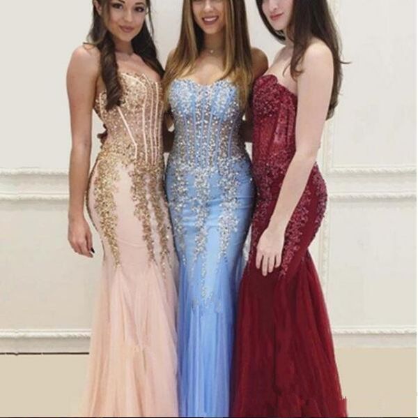 

2020 sweetheart bling bling crystal mermaid prom dresses slim customized long tulle women special occasion party gowns evening gowns, Black