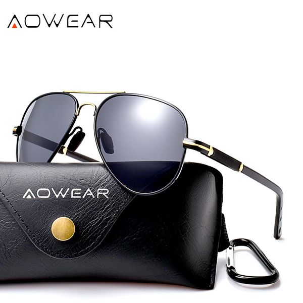 

aowear 2019 brand designer aviation polarized sunglasses men fashion mirror sun glasses male uv400 driving goggle gafas de sol, White;black