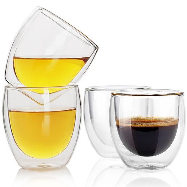 

new arrival 80ml 150ml double wall insulated espresso cups drinking tea latte coffee mugs whiskey glass cups drinkware