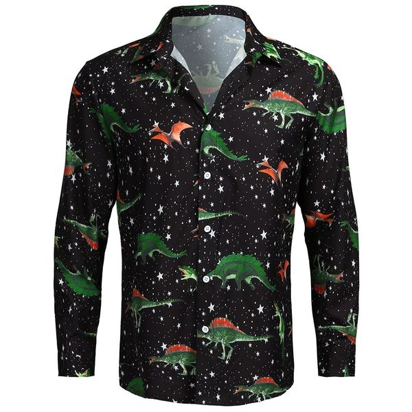 

2019 fashion new men's coat warm winter casual printed long sleeve new style slim fit 3d printing shirt mens blouse mujer, White;black