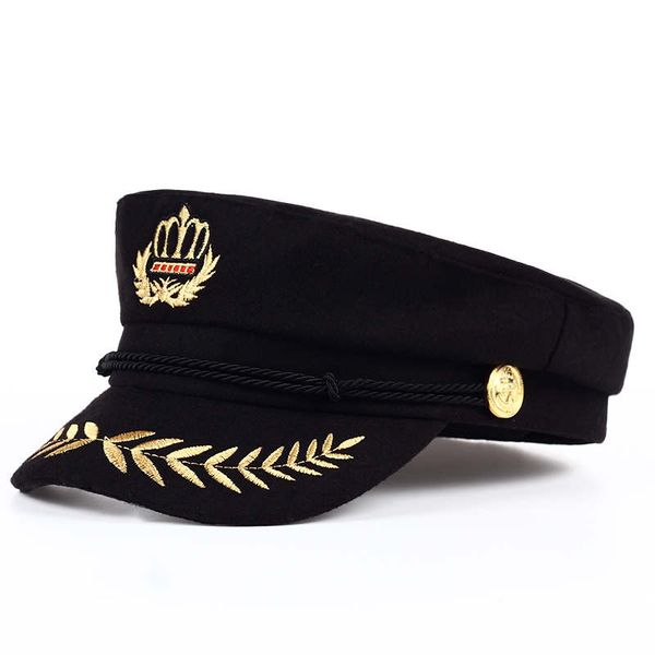 

tunica 2017 vintage warm hat men women autumn winter flat military berets captain adjustable sailor caps navy cap hats