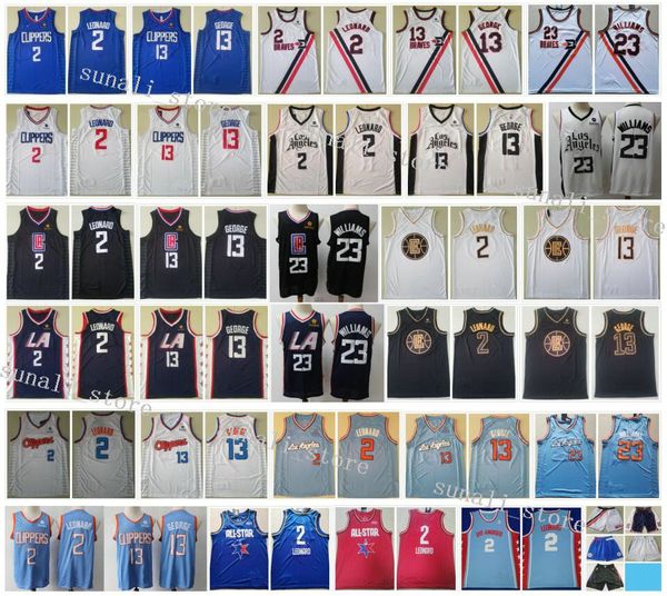 

sewed men kawhi leonard 2 paul george 13 lou williams 23 jerseys basketball 2020 new blue white black shirts, Black;red