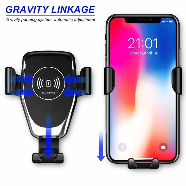 

car mount qi wireless charger for iphone x xs xs max fast wireless charging car phone holder for samsung note 9 8