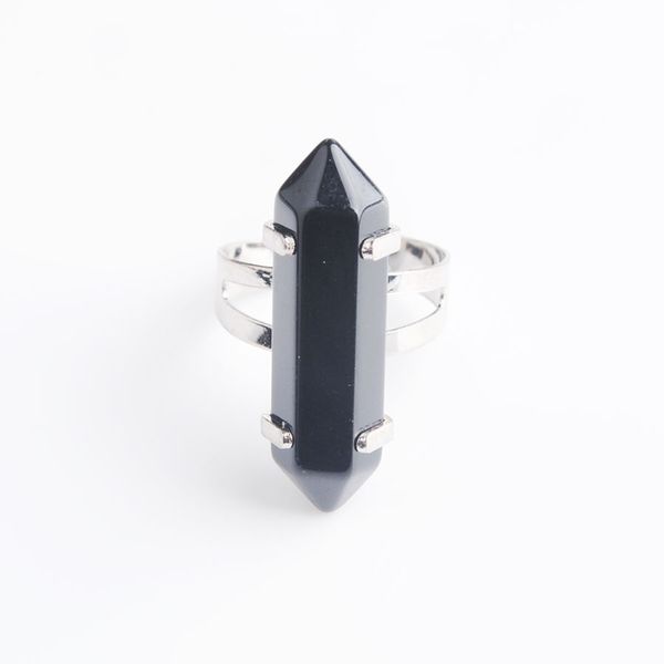 

wojiaer unique ring for women natural black agate stone beads rings silver color party jewelry 1pcs dx3027, Golden;silver