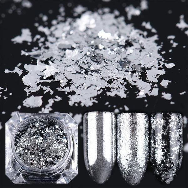 

1 box nail glitter flakes sparkly 3d hexagon colorful nail sequins spangles polish manicure nails art decorations, Silver;gold