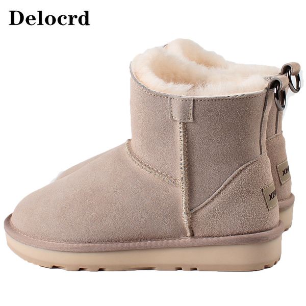 

35-41 fur one snow boots women's short boots 2019 new thick bottom non-slip leather wool warm student cotton shoes, Black