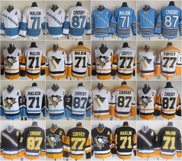 

Men 71 Evgeni Malkin Jersey Pittsburgh 77 Paul Coffey Penguins 87 Sidney Crosby Ice Hockey Vintage CCM Stitched Logo Quality