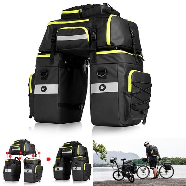 

75l mtb bike rear seat trunk bag 3 in 1 multifunction bicycle pannier waterproof double side cycling luggage pannier