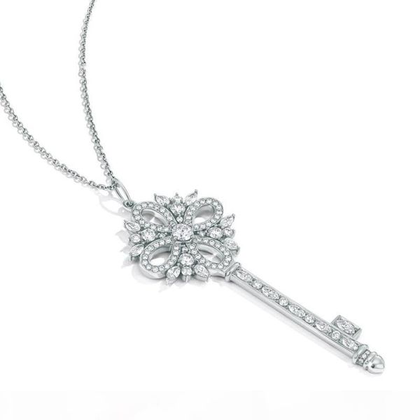 

victoria's happy door key necklace,925 silver jewelry cz zircon crystal ladies fashion necklace sweater chain women gift 45cm chain