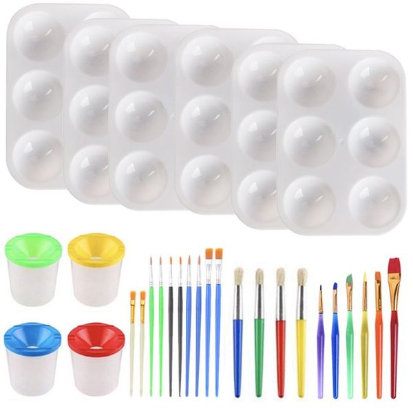 

30pcs no spill paint cups set with lids and paint brushes for watercolor art