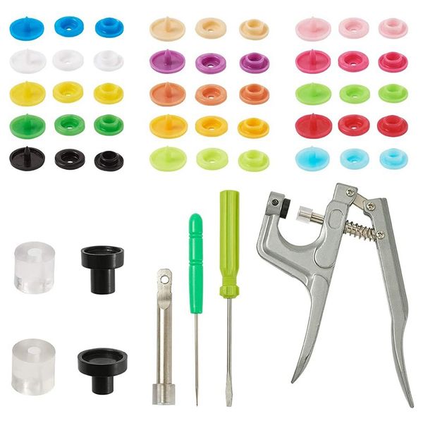 

snap fasteners kit plastic snaps buttons fastener setter pliers tool set for sewing crafting with storage box organizer
