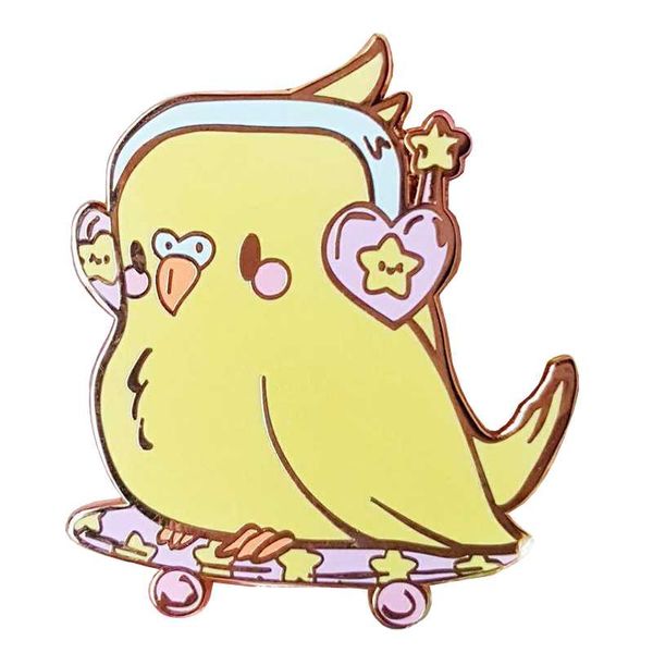 

birb hard enamel pin, Gray