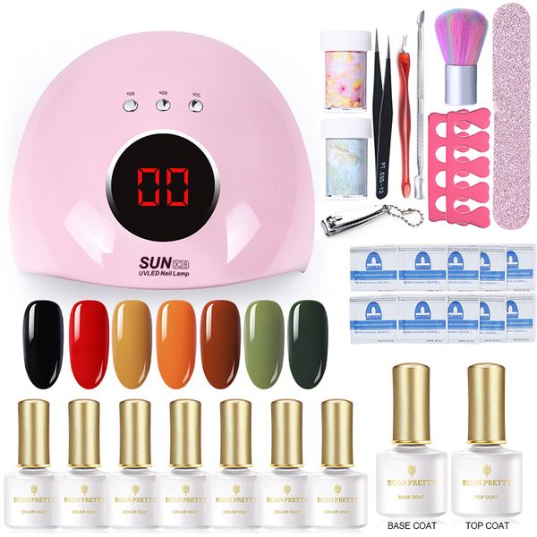 

nail kit 10pcs gel nail polish lacquer with uv led lamp of drill machine for manicure set varnish kit art tools