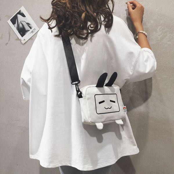 

2020 cool fashion canvas cartoon small tv casual shoulder small square bag women messenger mini bag