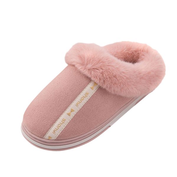 

solid women cotton slippers warm plush winter fur slippers soft indoor shoes flat with home new arrival, Black