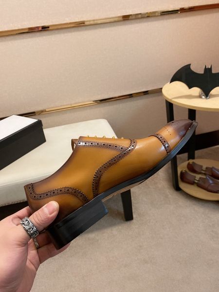 

men's formal shoes men's bright printed skin business formal leather shoes pointed toe men's business oxford casual shoes qaz, Black