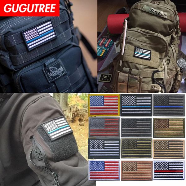 

gugutree hook&loop embroidery national flag patches america patches badges applique patches for clothing sp-505, Black