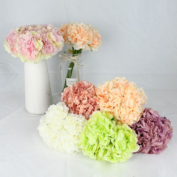 

5heads silk artificial hydrangea flowers fake flower bonquet diy wreath wedding arch valentines day home party decor