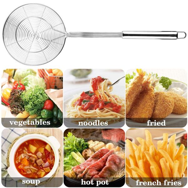 

multi-functional filter spoonstainless steel solid spider strainer skimmer ladle with handle kitchen tool strainer kitchen l5$