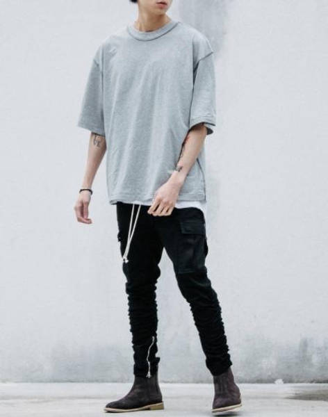 

man streetwear kanye west style clothing men t shirts extended white grey/black oversized tee homme hip hop half sleeve t shirtc243#, Black;red