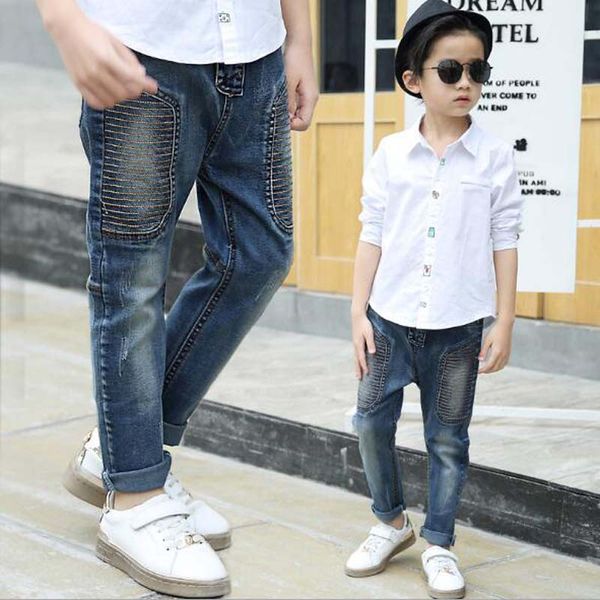 

boys spring and autumn jeans 2019 children's baby korean casual stripes letter pants korean children's clothing, Blue